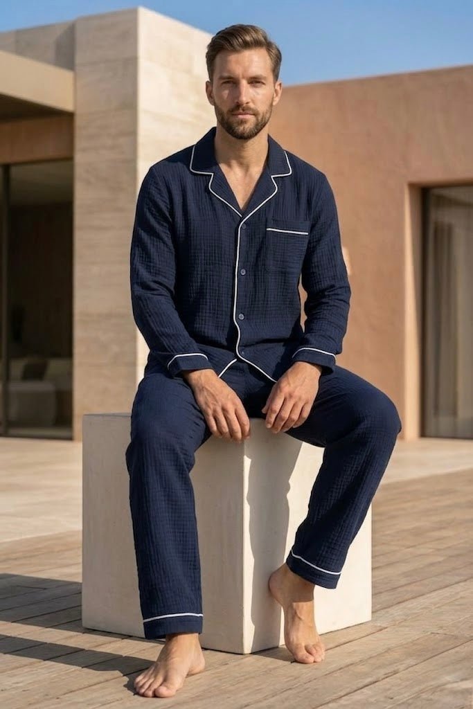 Full Sleeve Muslin Coord Set for Men - Bella Babe by SK