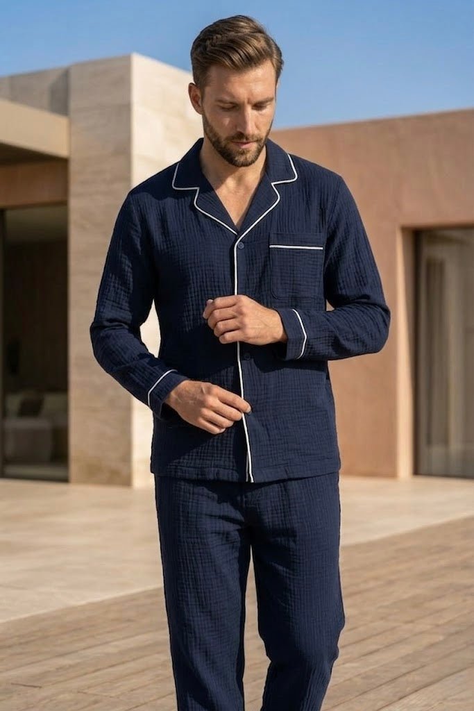 Full Sleeve Muslin Coord Set for Men - Bella Babe by SK