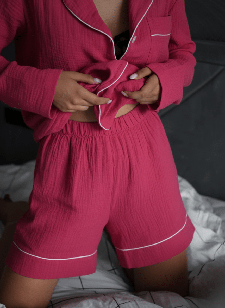 Full Sleeve Shorts Set in Muslin - Bella Babe by SK
