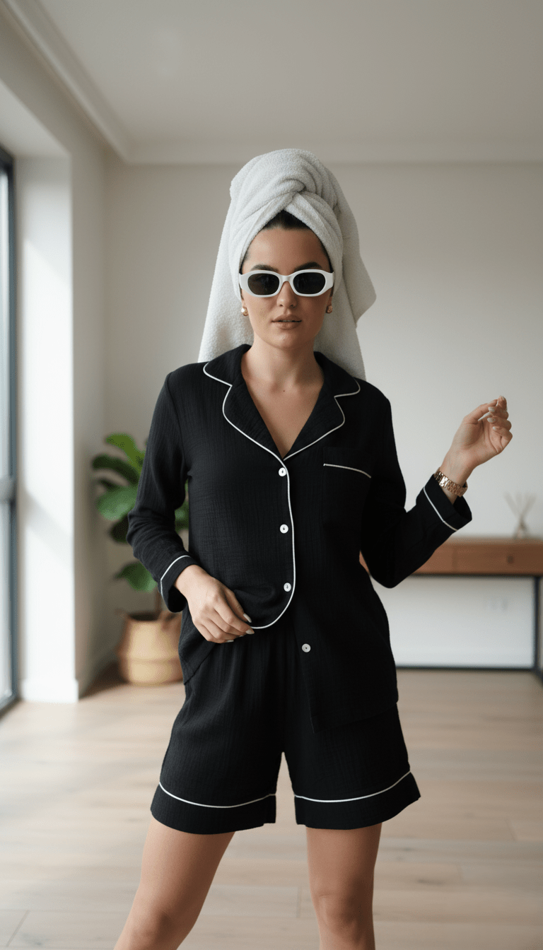 Full Sleeve Shorts Set in Muslin - Bella Babe by SK