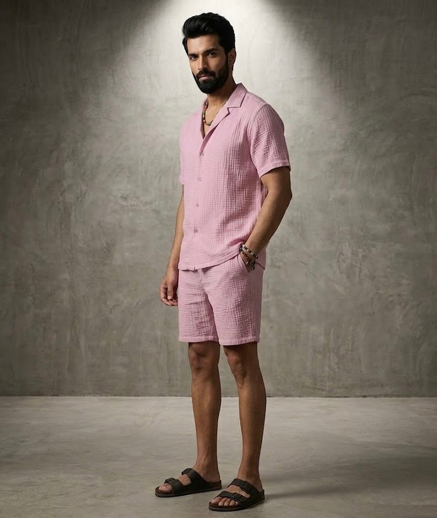 Half Sleeve Muslin Coord Set for Men - Bella Babe by SK