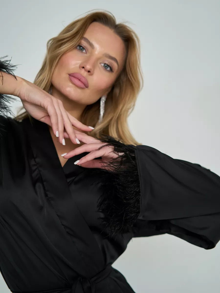 Hot Girl Mini Robe with Feather - Bella Babe by SK