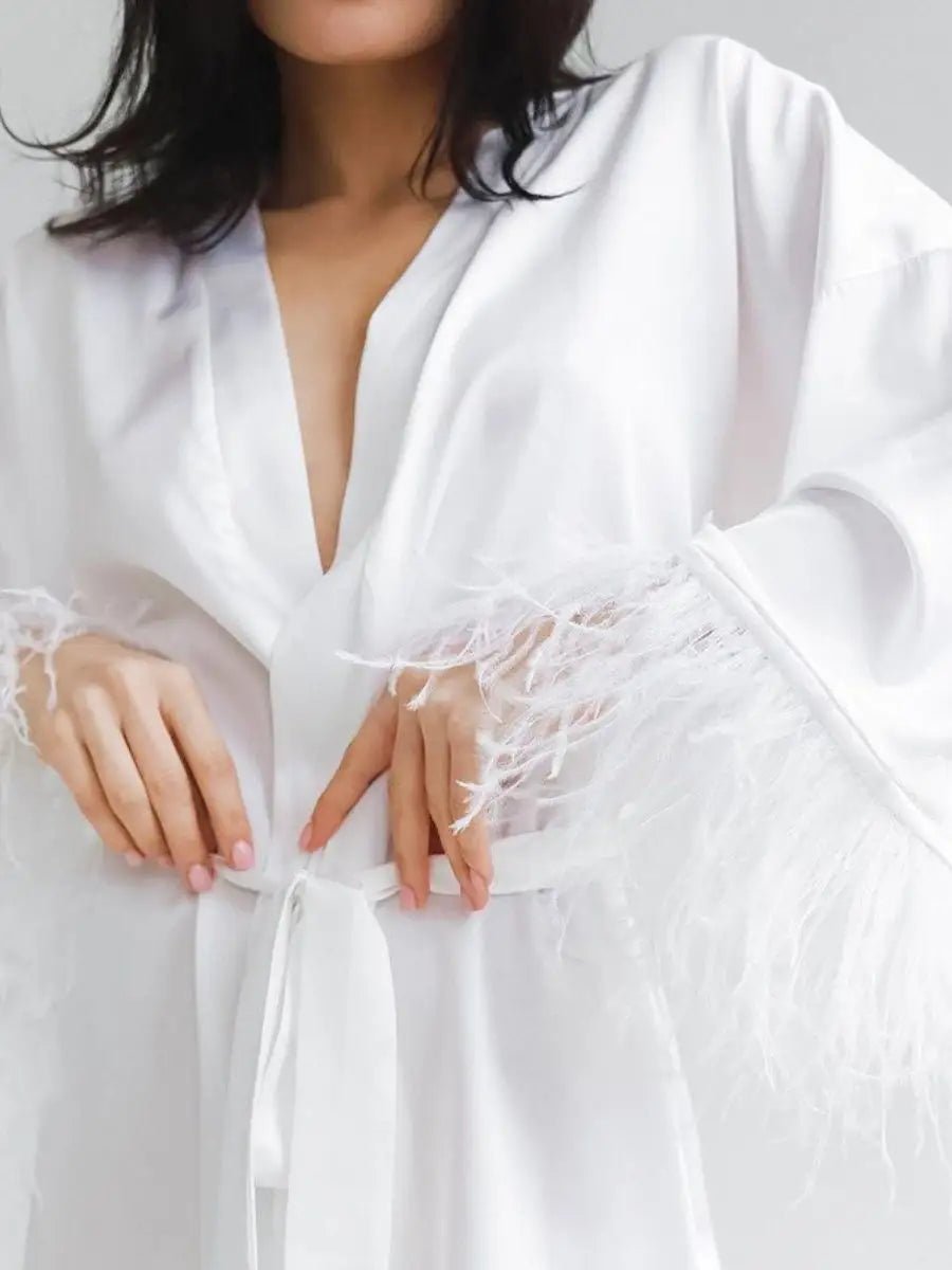 Hot Girl Mini Robe with Feather - Bella Babe by SK