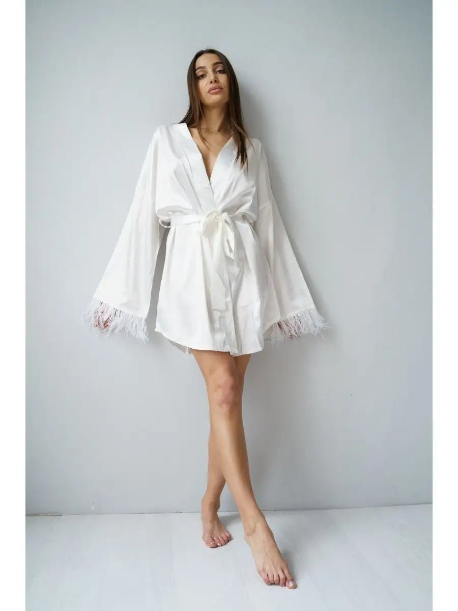 Hot Girl Mini Robe with Feather - Bella Babe by SK