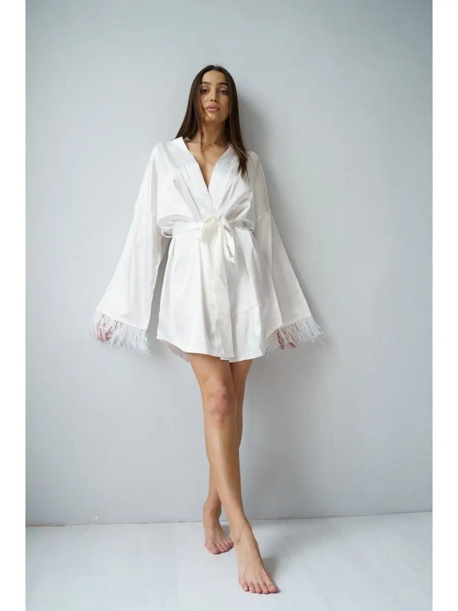 Hot Girl Mini Robe with Feather - Bella Babe by SK