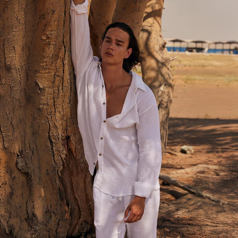 100% Cotton Muslin Shirt & Pants Co-ord Set for Men
