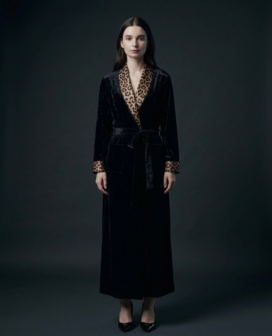 Italian Velvet Dressing Gown for Women, Satin Shawl Collar Luxury Robe - Bella Babe by SK