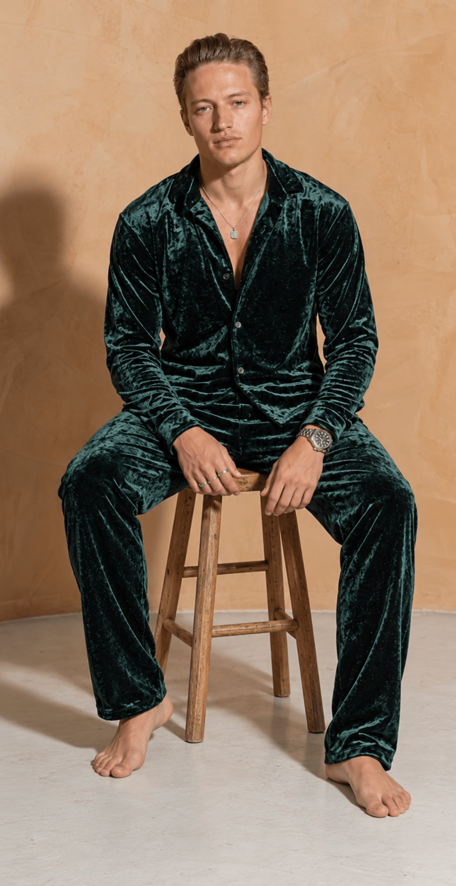 Italian Velvet Shirt & Trousers Co-ord Set for Men, Stretch Party Wear - Bella Babe by SK