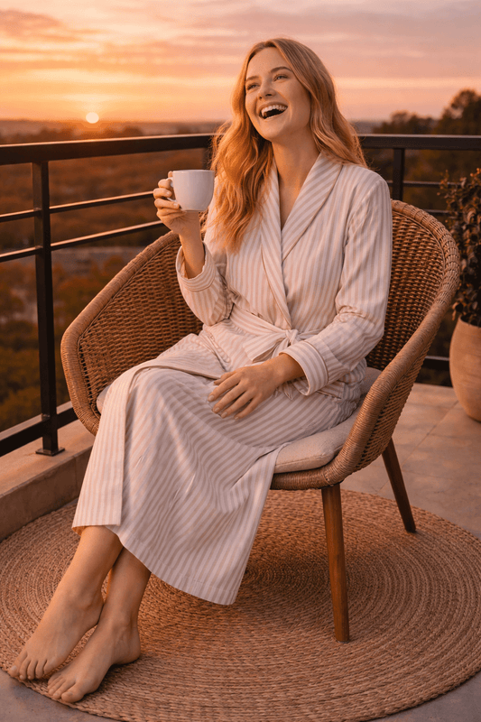Long Robe in Cotton for Women | Breathable Comfortable Homewear - Bella Babe by SK