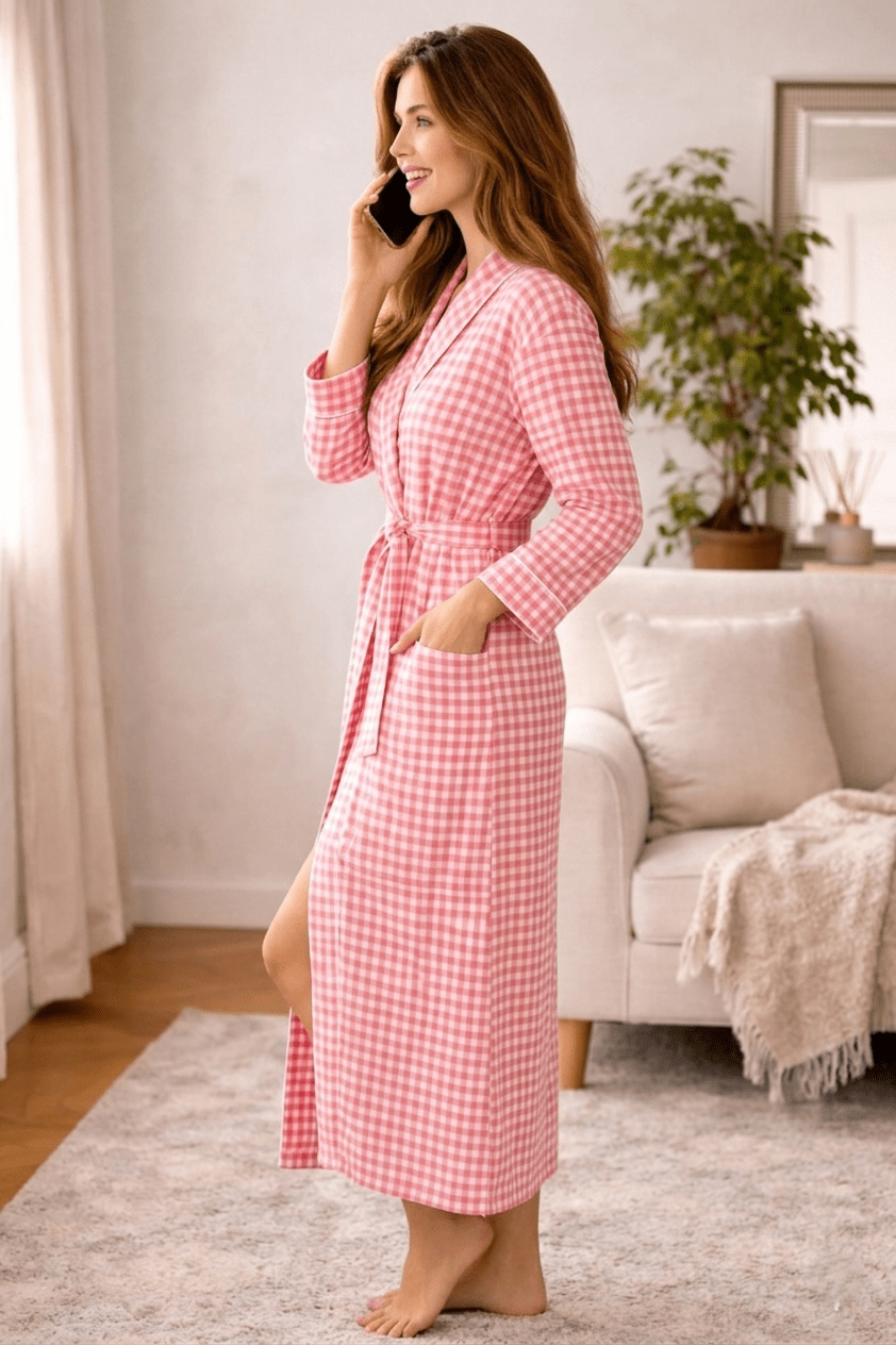 Long Robe in Cotton for Women | Breathable Comfortable Homewear - Bella Babe by SK