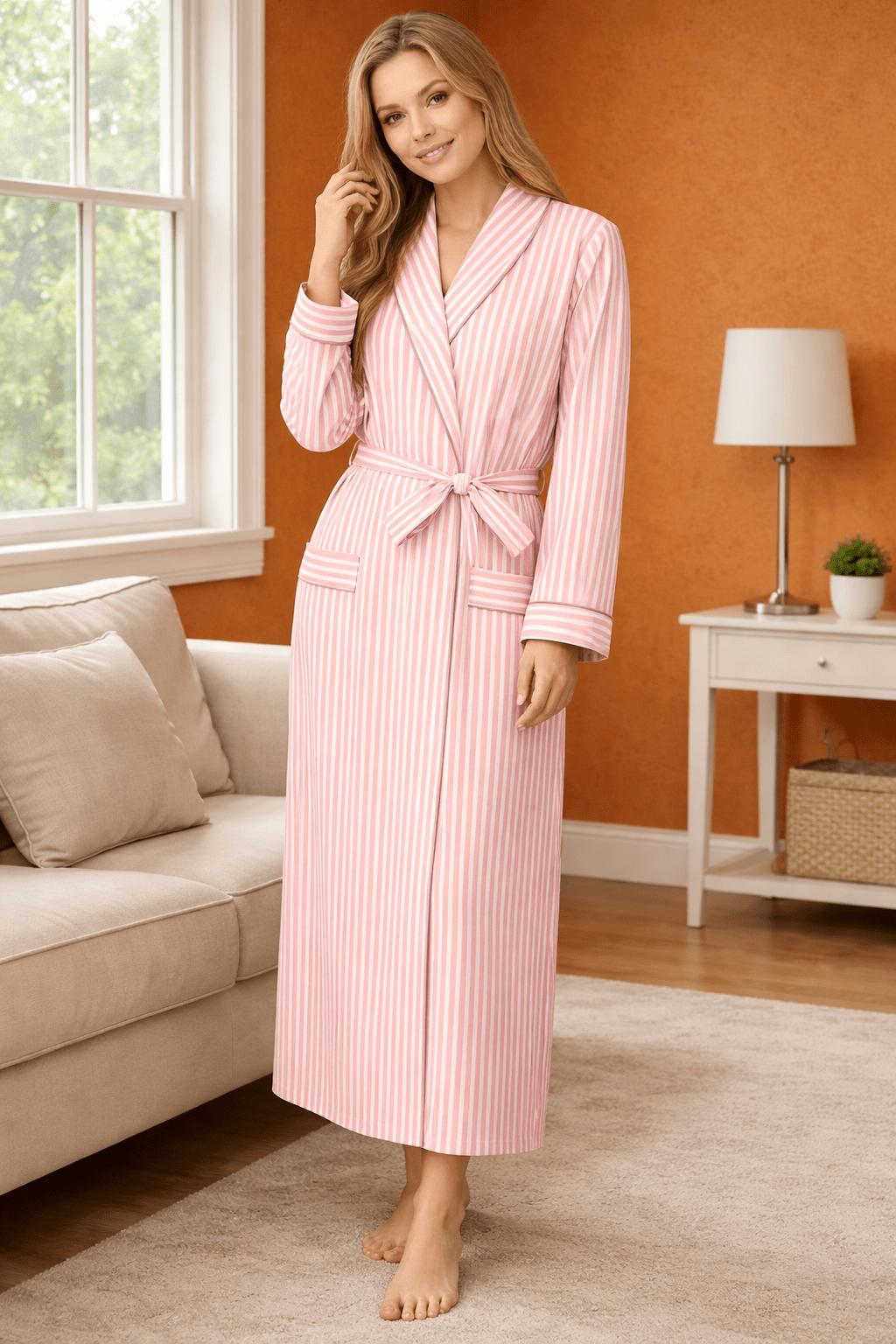 Long Robe in Cotton for Women | Breathable Comfortable Homewear - Bella Babe by SK