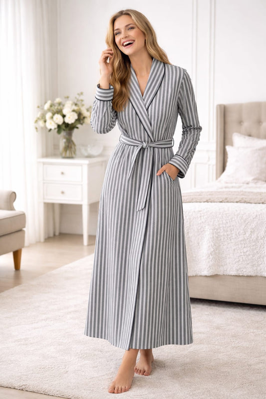 Long Robe in Cotton for Women | Breathable Comfortable Homewear - Bella Babe by SK