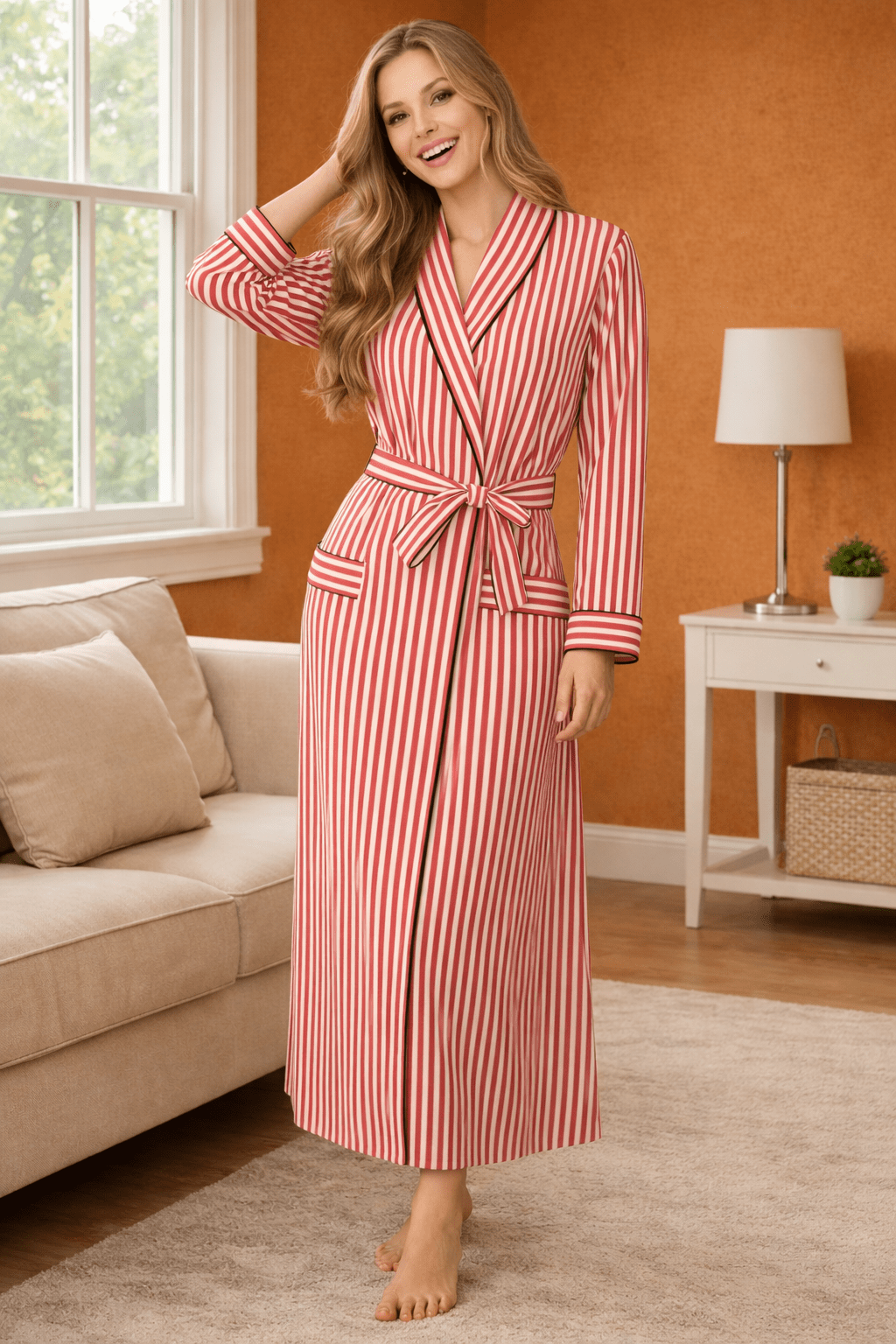 Long Robe in Cotton for Women | Breathable Comfortable Homewear - Bella Babe by SK