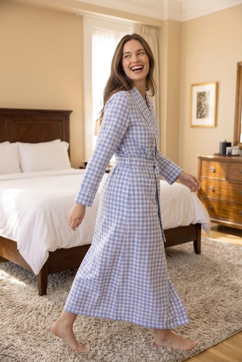 Long Robe in Cotton for Women | Breathable Comfortable Homewear - Bella Babe by SK