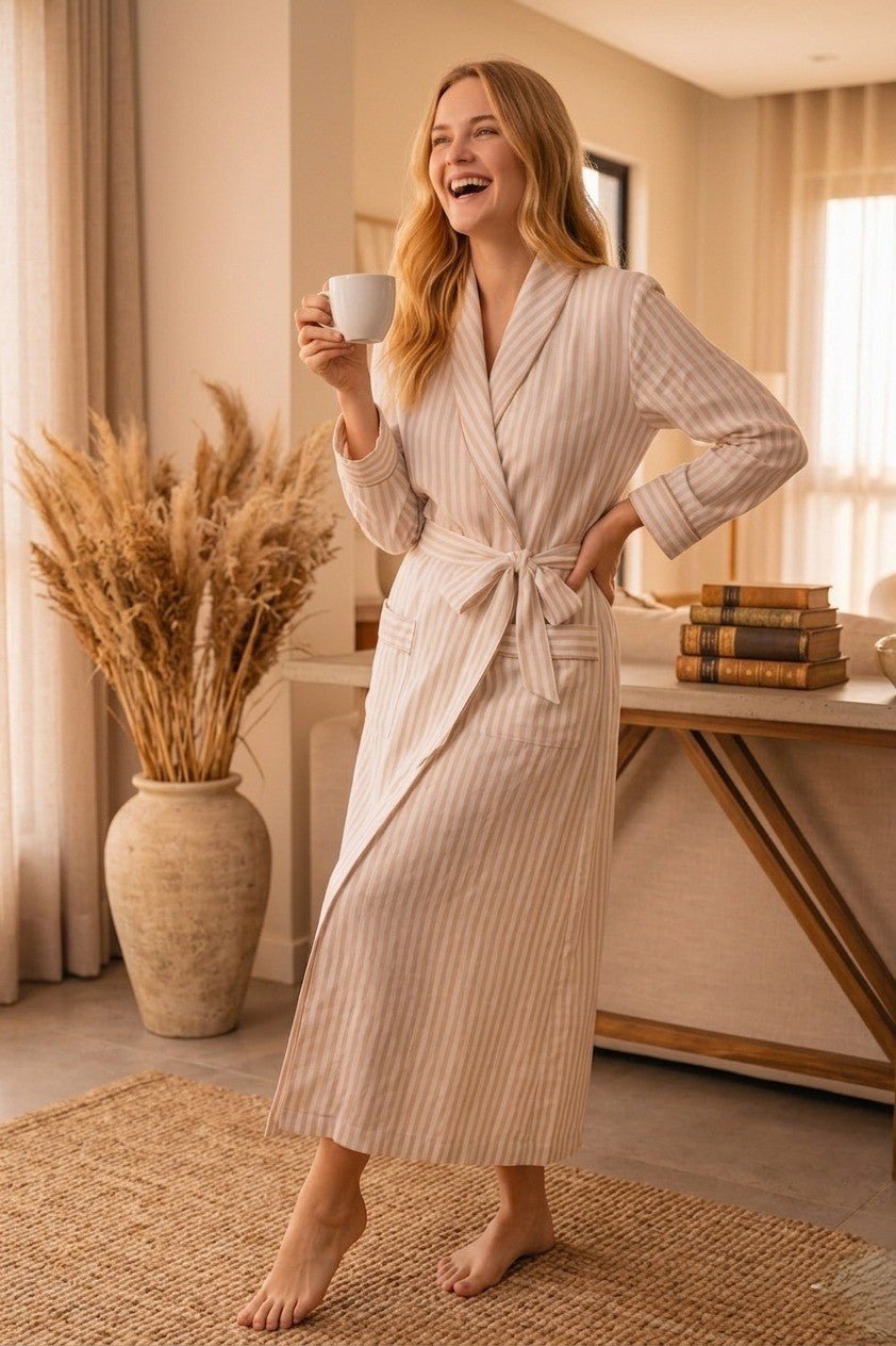 Long Robe in Cotton for Women | Breathable Comfortable Homewear - Bella Babe by SK
