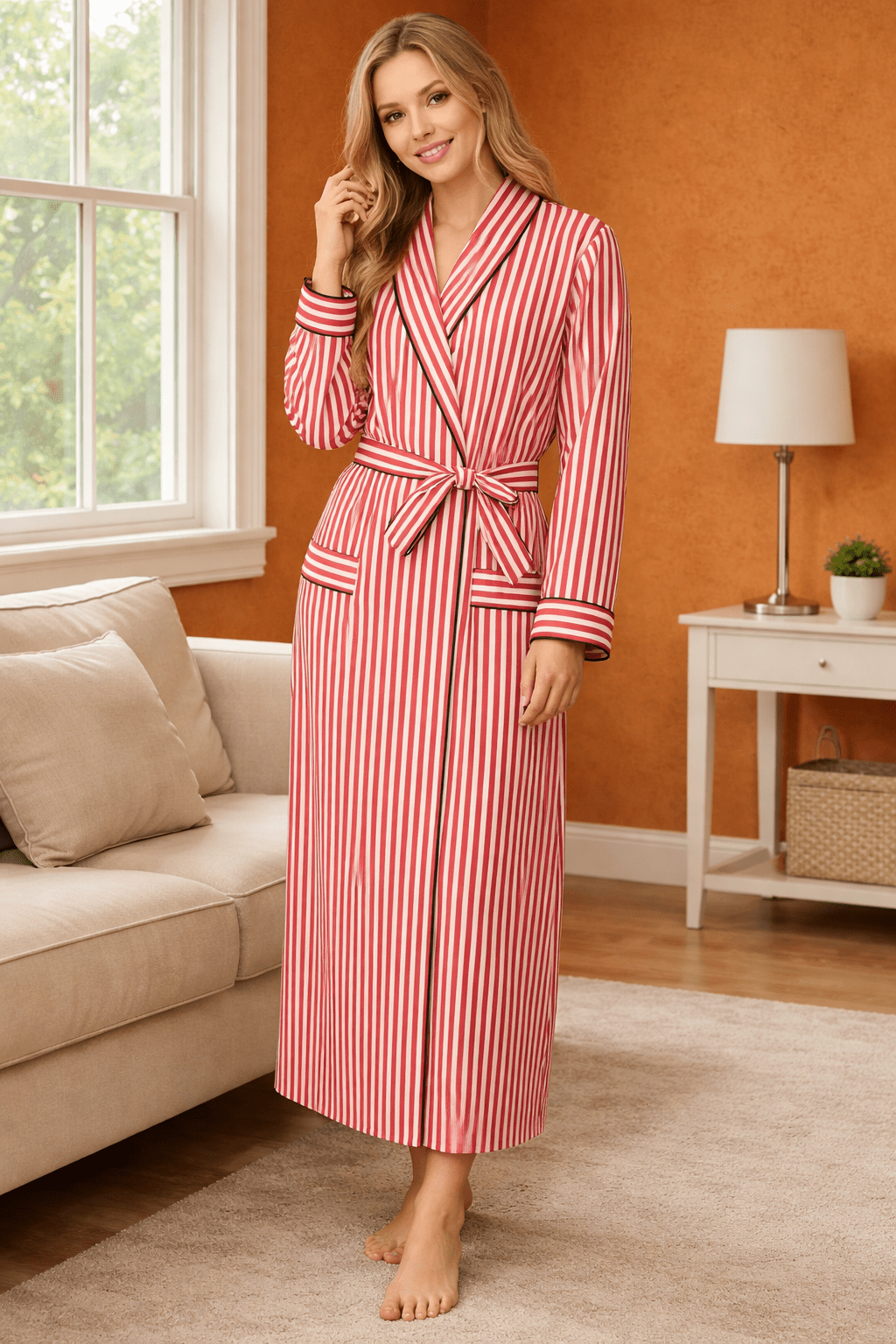 Long Robe in Cotton for Women | Breathable Comfortable Homewear - Bella Babe by SK