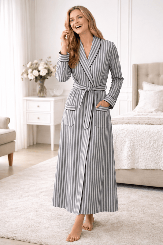 Long Robe in Cotton for Women | Breathable Comfortable Homewear - Bella Babe by SK