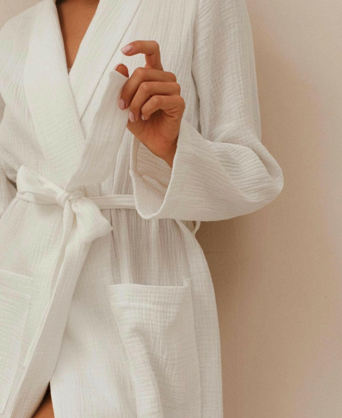 Long Robe in White Muslin - Bella Babe by SK