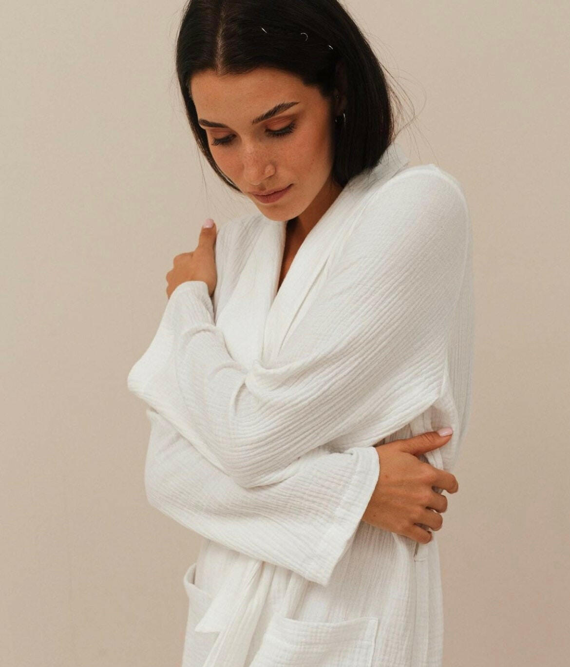 Long Robe in White Muslin - Bella Babe by SK
