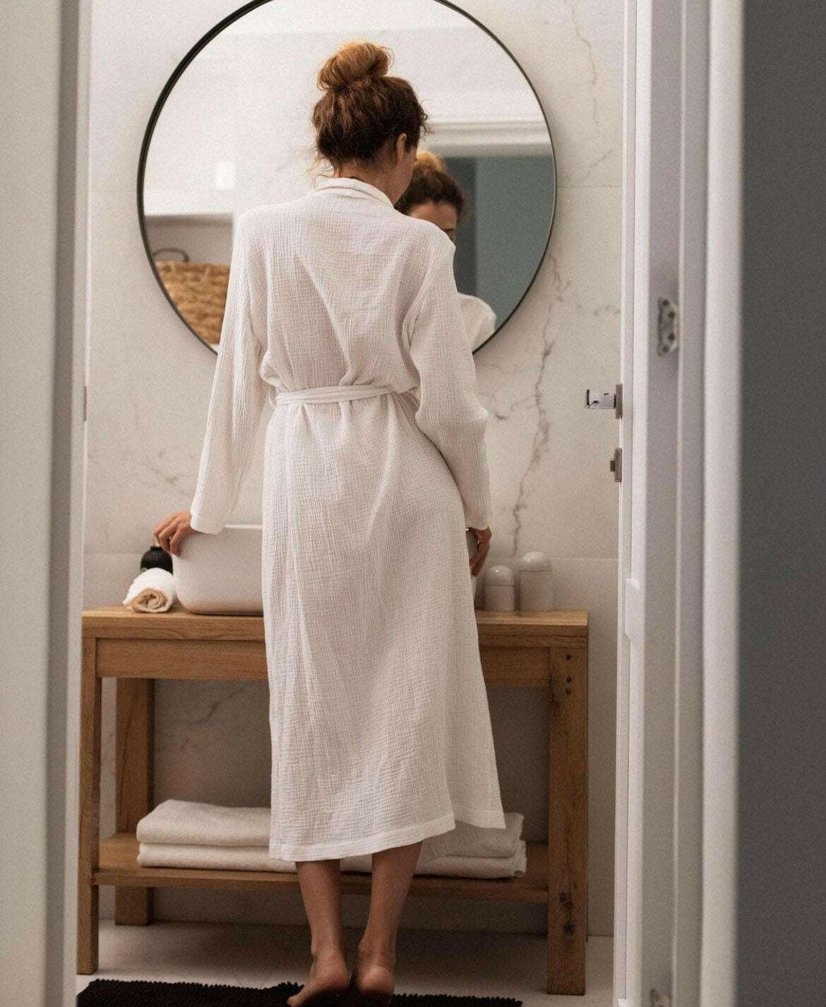 Long Robe in White Muslin - Bella Babe by SK