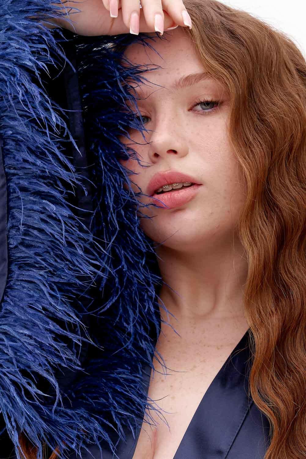 Long Silky Satin Feather Dressing Gown - Bella Babe by SK