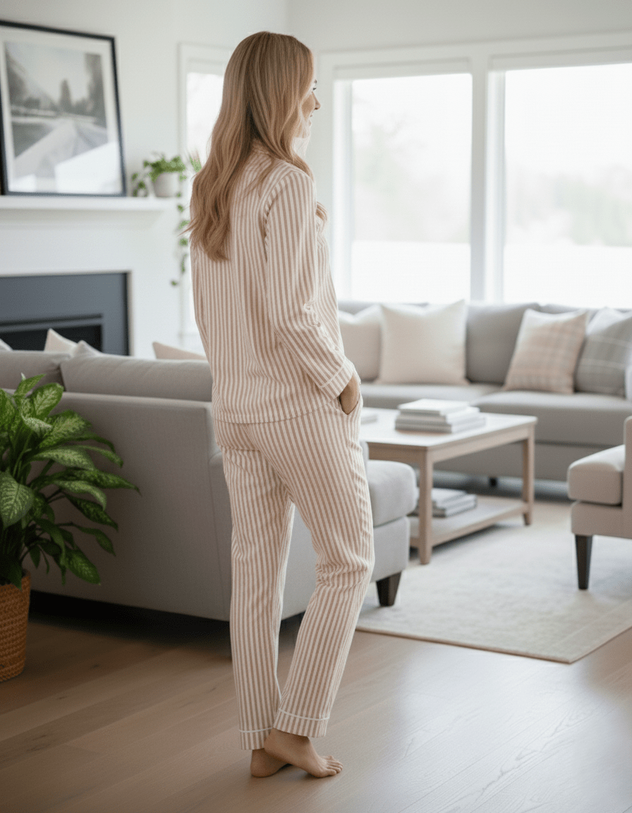 Loungewear Set in Stripe 100% Cotton - Bella Babe by SK