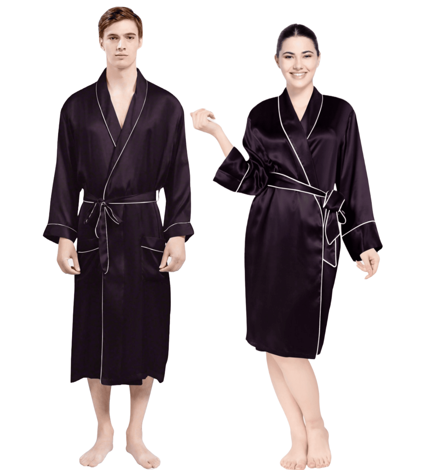 Luxe Satin Robe Set (Contrast Piping) - Bella Babe by SK