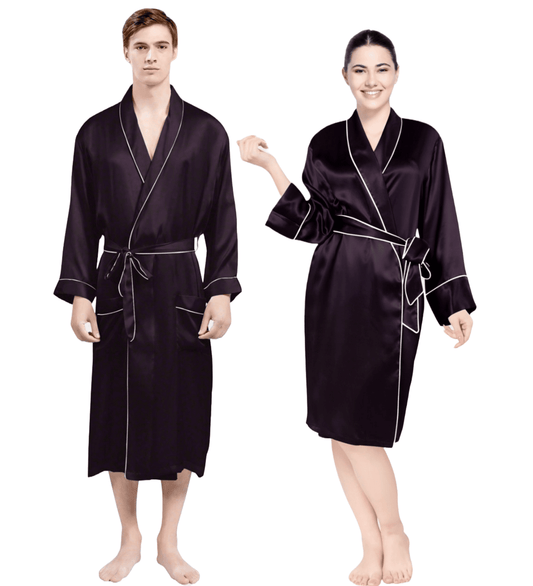Luxe Satin Robe Set (Contrast Piping) - Bella Babe by SK