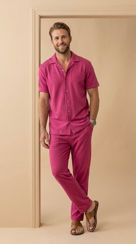 Men’s 100% Cotton Nightsuit Set – Soft Stretch Half Sleeve Co - ord Pajama Set for Summer | Luxury Comfortable Men Nightwear - Bella Babe by SK