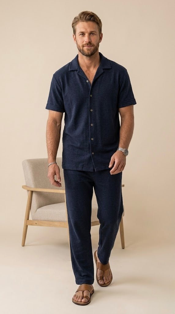 Men’s 100% Cotton Nightsuit Set – Soft Stretch Half Sleeve Co - ord Pajama Set for Summer | Luxury Comfortable Men Nightwear - Bella Babe by SK