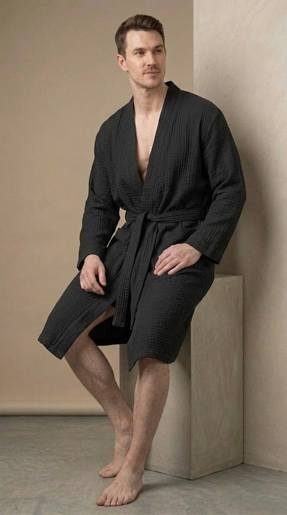 Men’s Muslin Robe in 100% Cotton - Bella Babe by SK