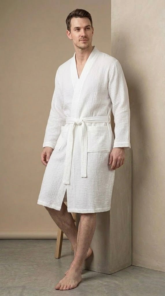 Men’s Muslin Robe in 100% Cotton - Bella Babe by SK
