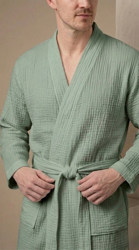 Men’s Muslin Robe in 100% Cotton - Bella Babe by SK