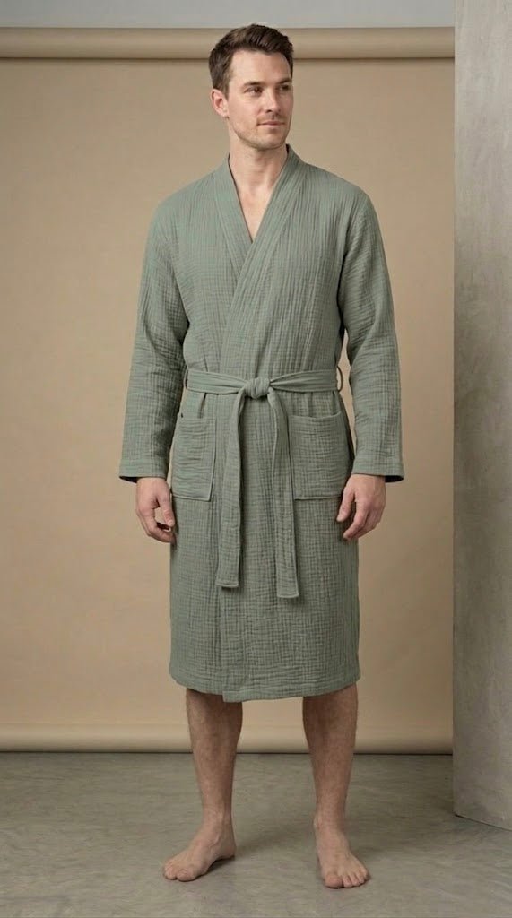 Men’s Muslin Robe in 100% Cotton - Bella Babe by SK
