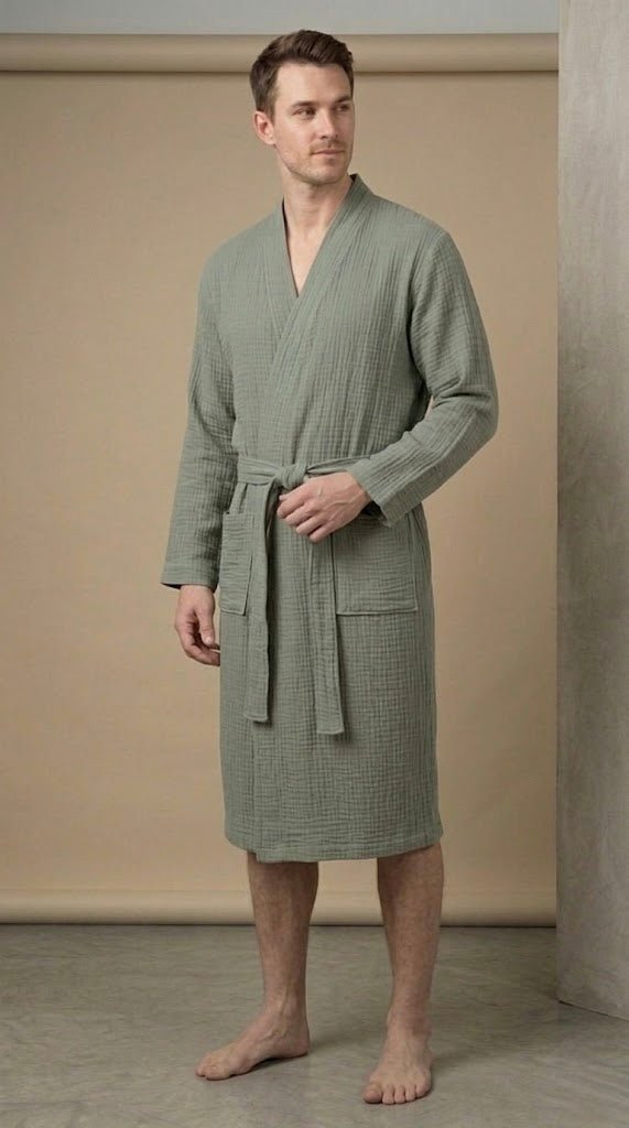 Men’s Muslin Robe in 100% Cotton - Bella Babe by SK