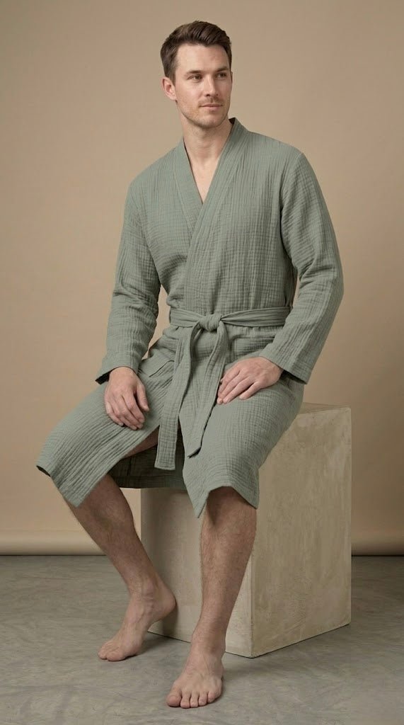 Men’s Muslin Robe in 100% Cotton - Bella Babe by SK