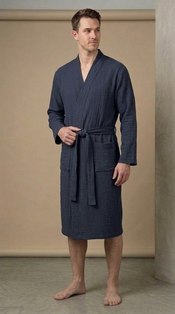 Men’s Muslin Robe in 100% Cotton - Bella Babe by SK