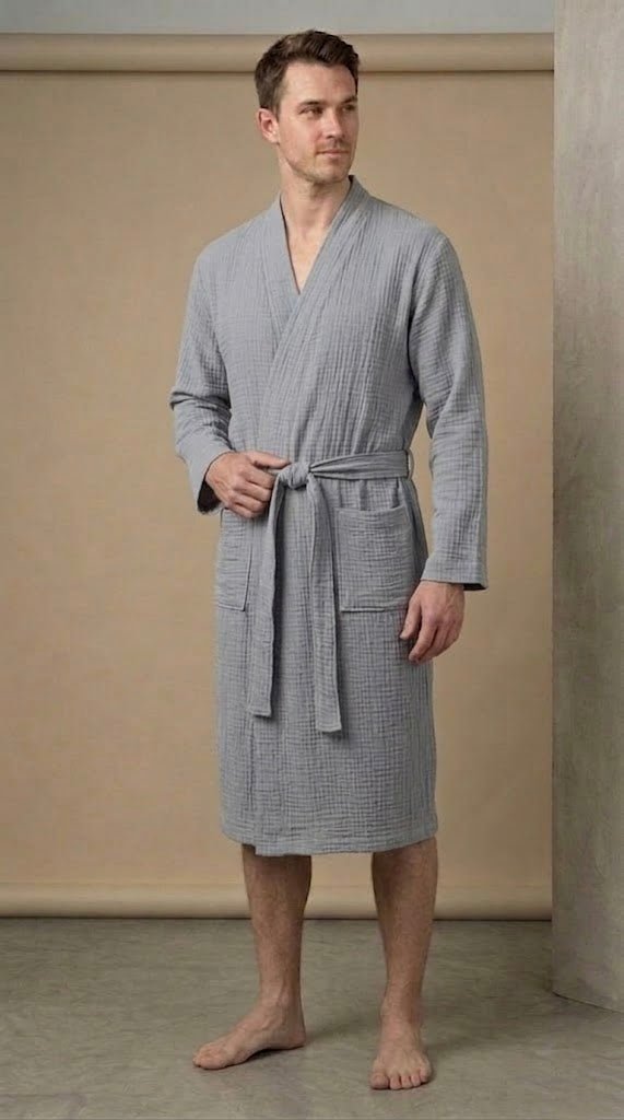 Men’s Muslin Robe in 100% Cotton - Bella Babe by SK