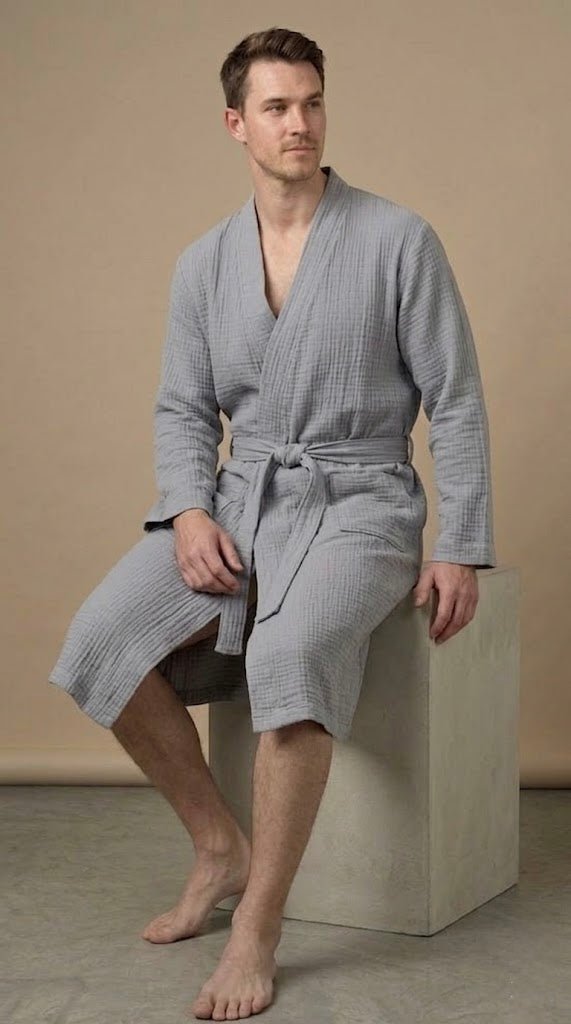 Men’s Muslin Robe in 100% Cotton - Bella Babe by SK