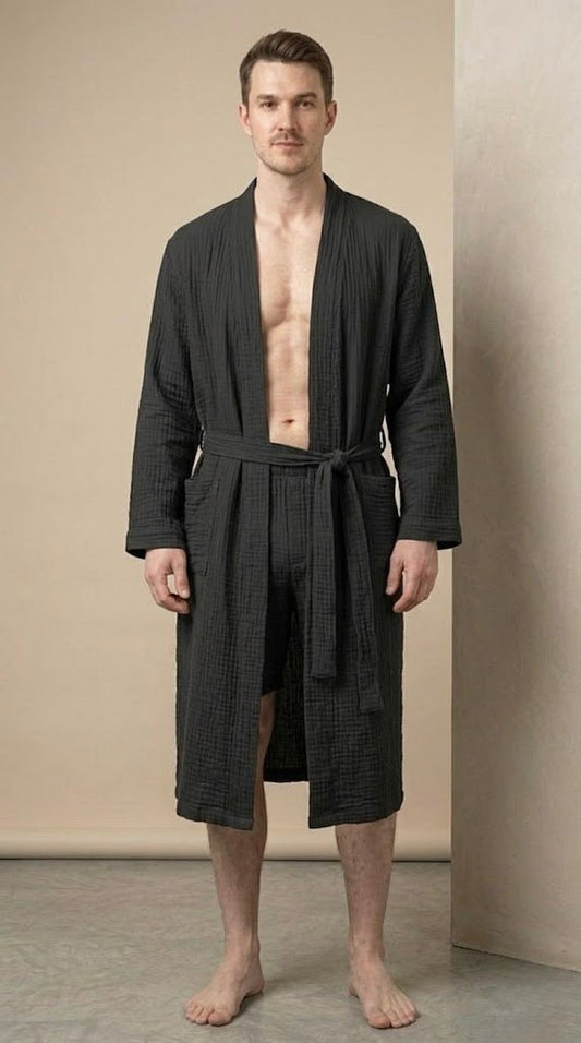 Men’s Muslin Robe in 100% Cotton - Bella Babe by SK
