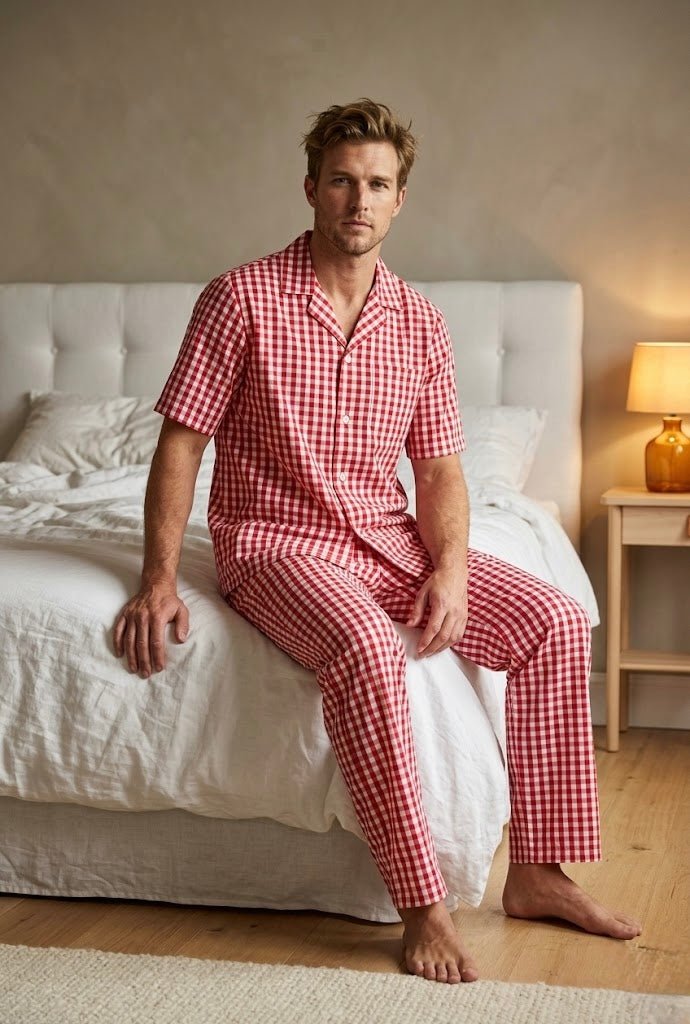 Men's Striped Coord Set – 100% Cotton | Wear Together or Mix & Match | Half Sleeve Shirt + Pajama - Bella Babe by SK
