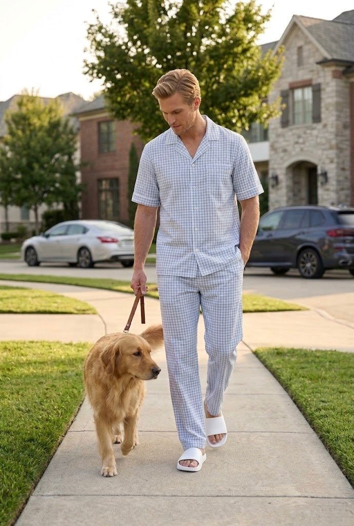 Men's Striped Coord Set – 100% Cotton | Wear Together or Mix & Match | Half Sleeve Shirt + Pajama - Bella Babe by SK