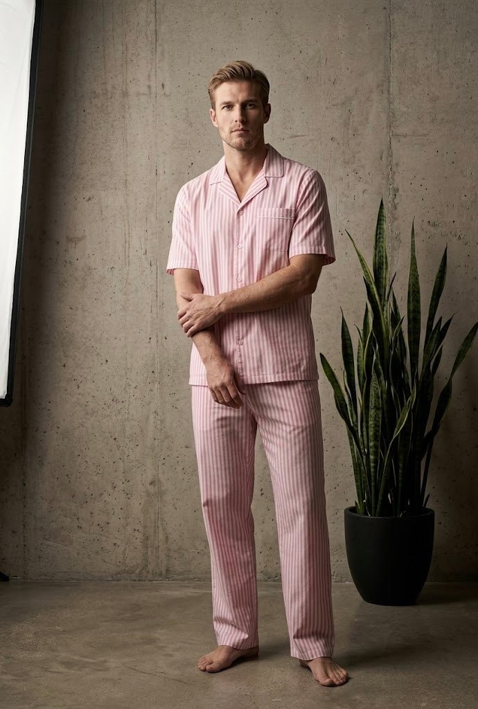 Men's Striped Coord Set – 100% Cotton | Wear Together or Mix & Match | Half Sleeve Shirt + Pajama - Bella Babe by SK