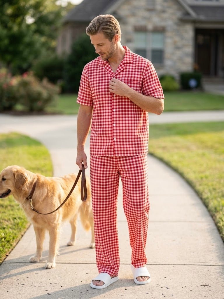 Men's Striped Coord Set – 100% Cotton | Wear Together or Mix & Match | Half Sleeve Shirt + Pajama - Bella Babe by SK