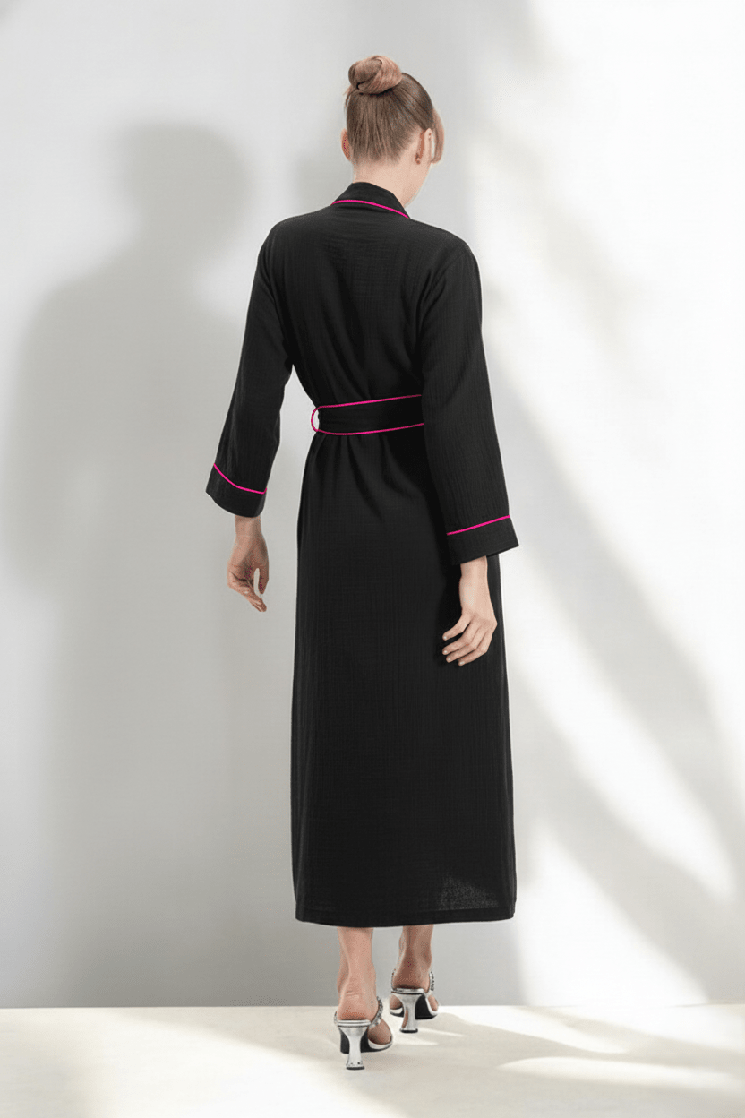 Muslin Long Robe with Piping - Bella Babe by SK