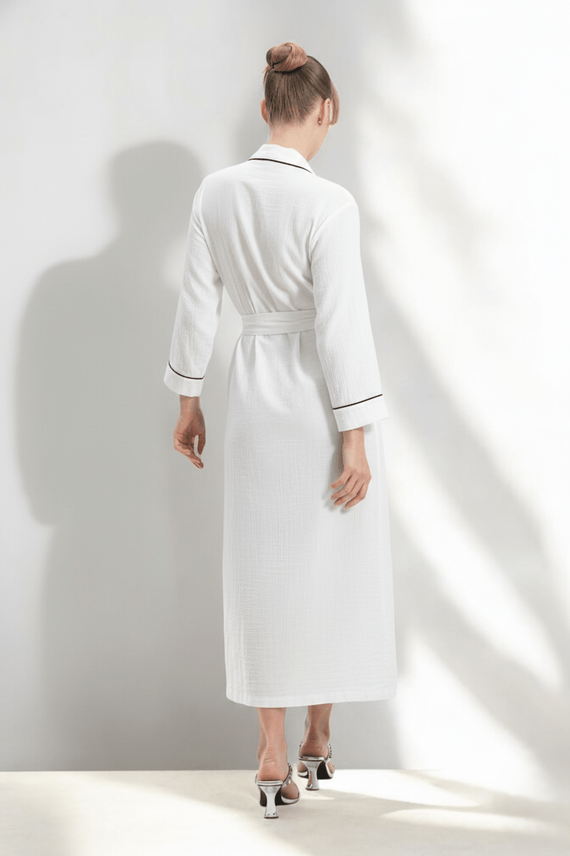 Muslin Long Robe with Piping - Bella Babe by SK