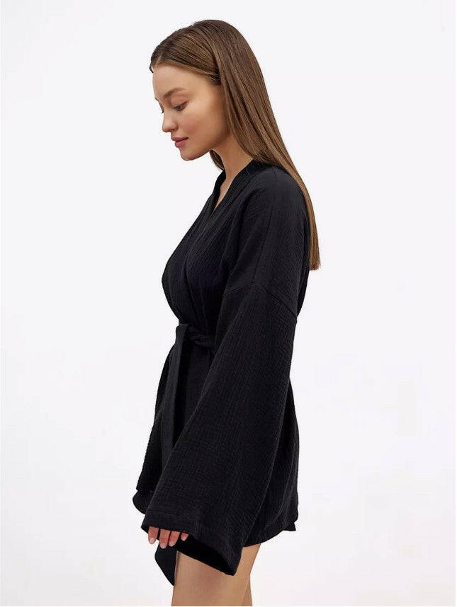 Muslin Robe and Booty Shorts set - Bella Babe by SK