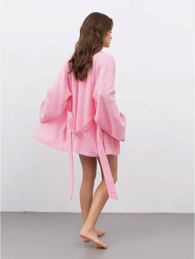 Muslin Robe and Booty Shorts set - Bella Babe by SK