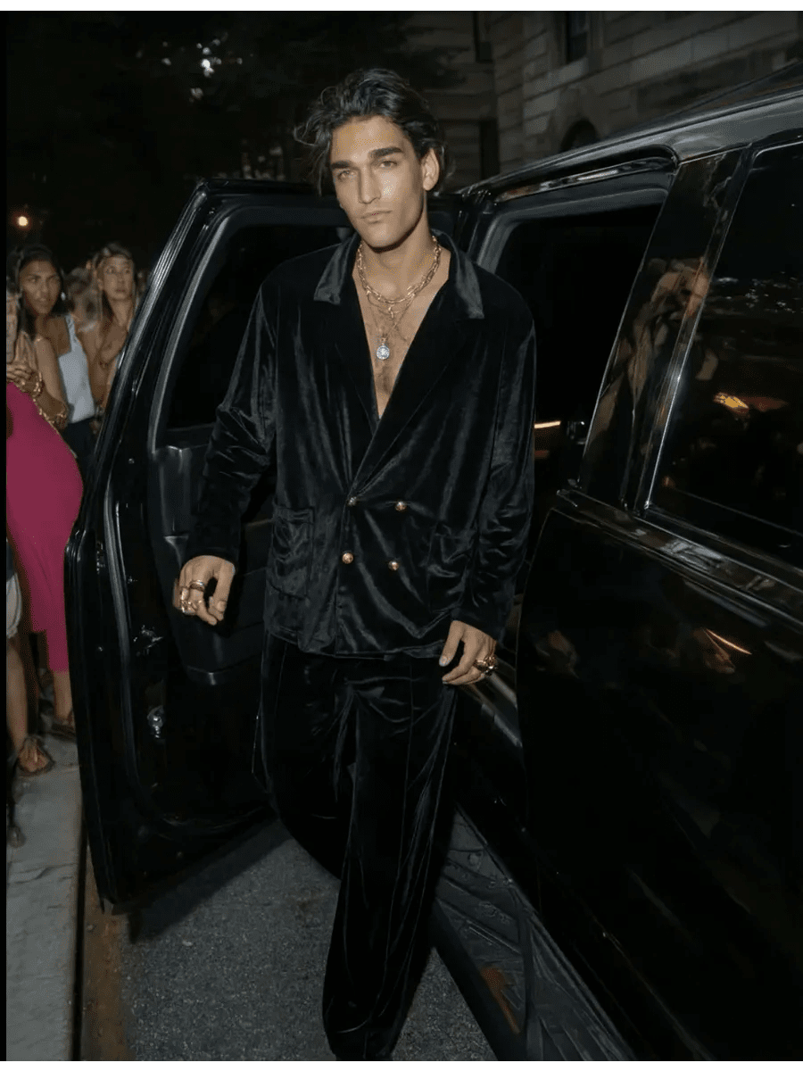 Noir Velvet Double-Breasted Co-ord Set | Men's Luxury Velvet Blazer & Wide-Leg Pajama Set - Bella Babe by SK