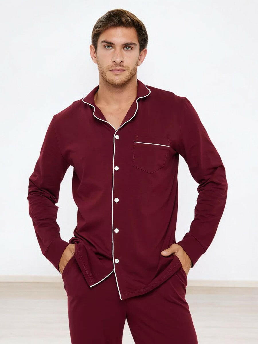 Notched Collar Loungewear in Cotton - Bella Babe by SK